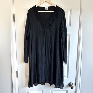 Women’s Wrangler Black Western Whimsigoth Witchy Crinkle MIDI Dress Sz XL